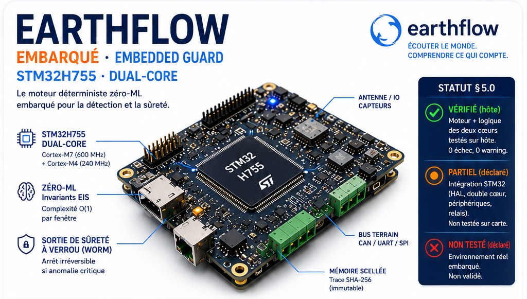 Earthflow Embarque Embedded Guard STM32H755 dual-core statut 5.0